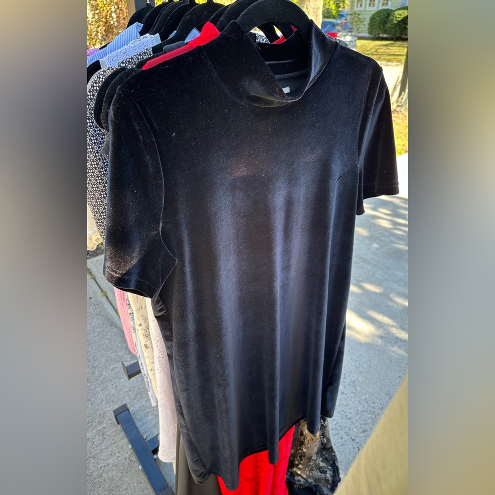Madewell Black Velvet high neck dress